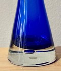 Vintage Cobalt Blue Vase With Thick  Clear Base