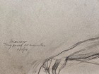 Nude Seated Athletic Male Figure  12 5 x19 5  Charcoal Drawing Signed Marrero