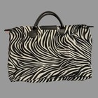 Joann Marrie Designs Leather Handle Fold-up Bag - Black   White Zebra Print