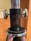 Vintage Taiyo Microscope 100x 200x 300x Japan In Wood Box With Glass Slides