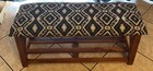 Kilim Storage Bench Geometric Black White Design 34x12x16 Woven Cotton Wooden