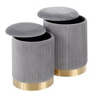 Marla Contemporary Nesting Pleated Ottomans Gold gray - Lumisource