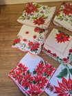 Lot 16 Vintage Christmas Hankies - Pointsettias  Snowman  Candy Canes  Bells   3