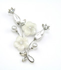 Silver Tone Flower Brooch Faux Pearl Brooches Elegant Pin For Woman Gift
