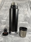 Aladdin Stanley Black Thermos 1 Qt A-944dh Made In Usa W  Handle Cup Stopper Vtg