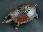 Old Chinese Bronze Hand Made  yuanbao On Turtle  Incense Burner