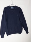 Polo Ralph Lauren Pullover Sweater Mens L Blue Pony Solid 100  Cotton Knit