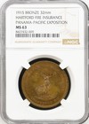 1915 Panama-pacific Expo Medal - Hartford Insurance  Ms63 Ngc  World Fair Token