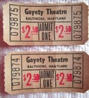 Baltimore  Maryland Gayety Theatre 4 Vintage Movie Ticket Stubs -mm-1-b