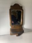 Vintage Rustic Wooden Wall Mirror With Shelf cabin entry handsome gift 16x7 