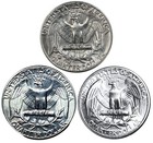 1947 1947-d 1947-s 3 Coin Silver Washington Quarter Bu Set Mint Us Silver Coins