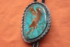 Vintage Hand Made Sterling Silver Large Turquoise Western Bolo Tie