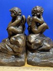 Bronze Cherubs Reading Books    the Philosopher    Bookends 