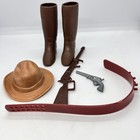 Vintage Marx Johnny West Accessories Lot Hat Boots Belt Guns  2 