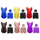 Kid Girls Sparkle Gymnastics Leotard Athletic Dance Biketard Unitard With Shorts
