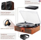 Vinyl Record Player Bluetooth Vintage 3-speed Portable Turntables With Built-in