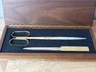 Vintage Solingen Germany Mcm Scissors   Letter Opener Desk Set Wood Box