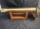 Vintage Brass Kaleidoscope Signed Stained Glass Double Wheel 13    Wood Display 