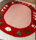 Large 94  X 70  - Vintage Handmade  Xmas Tablecloth - Felt   Sequins   Tulle Net