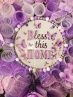 Spring Summer Everyday Wreath Deco Mesh Lavender Purple Bless This Home