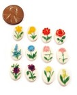 12 Vintage Hong Kong Assorted Color Flowers 14x10mm  Resin Cabochon Cameos 349