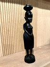 Vintage African Ebony Wood Hand Carved Sculpture Standing Woman Tanzania 12 5 