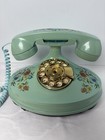 Empress 1973 Landline Phone Tabletop Desk Turquoise Blue Floral Rotary Vintage