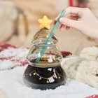 Authentic Starbucks China Christmas Tree 22oz Glass Straw Cup Tumbler Gift