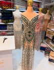 Full-lengt Front And Back Panel Dress Fabric With Crystal Detailing