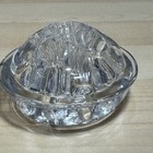 Rare Vintage Clear 9 Hole Glass Flower Frog With White Ceramic Base Pedestal