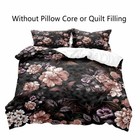 Luvivihome 3pcs Bat Pink Floral Duvet Cover Queen Bedding Set  Gothic Bedding   