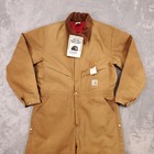 Vtg Carhartt Coveralls Mens 44 Regular Brown Duck Quilt Lined Usa 100 Year 1989