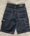 Vintage Y2k Otb Black Jean Shorts Boys Size 10 Wide Baggy Skate Denim Carpenter