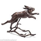 Running Bunny Rabbit Garden Sculpture Leaping Statue Metal Bronze Finish