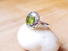 Natural Peridot And Zircon Ring Platinum Plated Sterling Silver 2 10ct  Size K