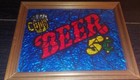 Beer Sign Vintage Glitter Art Glass Pub Room Bar Framed Mancave Mirror Foil