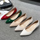 Women Leather High Heels Low Heel Pumps Pointed Toe Patent Work Office Shoes