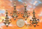  0050 Antiqued Brass Filigree   Floral W top Hang Ring - 4 Pcs