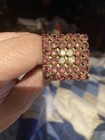 Antique Victorian Hatpin Hat Pin Square With  Pink Rhinestones 10    Long