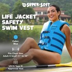 Trc Recreation Super Soft Adult Xs Life Jacket Vinyl Coated Foam Swim Vest  Blue