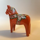 Traditional Swedish Dala Horse Red Orange 1970s 6 h Euc Hand-painted Nils Olsson