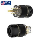 Pair Hifi Power Plug Copper Gold Plated Power Connector Ac Mains Plug 15a 125