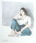 Raphael Soyer Seated Woman  Blue Jeans Plate Signed Lithograph  Realist Drawing