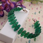 Vintage Antique Green Glass Molded Corn Cob 6  Beaded Wire Bracelet