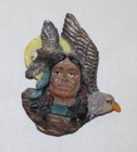Vintage Resin Native American Indian Magnet   Carved Wood Bird Figurine 2pc Lot