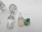 Lot Of 4 Vintage Antique Glass Decanter Perfume Bottle Stoppers Crystal Green 