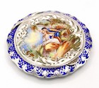 Divine Austria Antique Scenic Sterling Silver Guilloche Enamel Compact W  Lovers