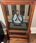 2 Antique Chinese Reverse Paintings On Glass    Table Screens  Qing Dynasty