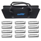 Easttop 12 Pcs Harmonica Set 10hole Blues Harmonica Set For Adult Professional