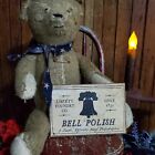 Primitive Vintage Victorian Style Patriotic Liberty Bell Polish Wood Shelf Sign